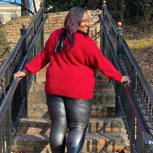 Red Sweater with black ribbon tie in back